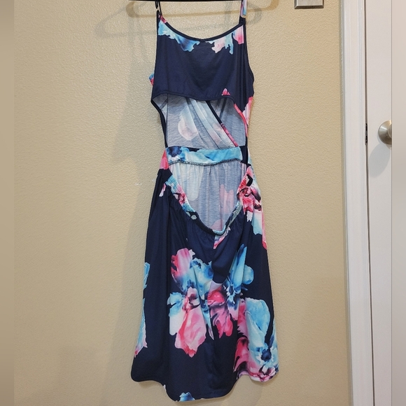 Ouges Women's Summer Dress Floral Spaghetti Strap V-neck backless size M - Picture 2 of 4